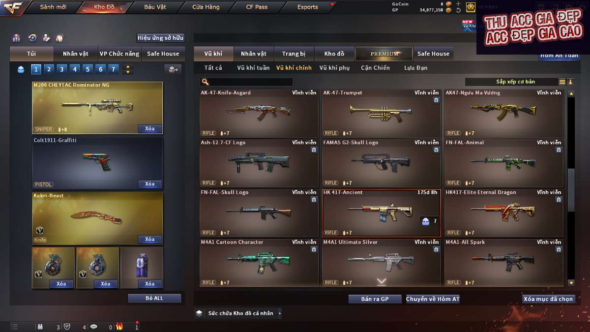 shop acc cf uy tin gia re